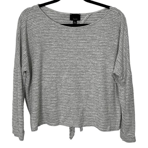 Lumiere Grey Long sleeve open back tie knit top size large - Picture 1 of 4